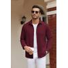 imageCOOFANDY Mens Long Sleeve Button Down Shirt Casual Lightweight Jacket Shirt with PocketsDeep Red