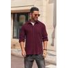 imageCOOFANDY Mens Long Sleeve Button Down Shirt Casual Lightweight Jacket Shirt with PocketsDeep Red