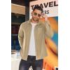 imageCOOFANDY Mens Long Sleeve Button Down Shirt Casual Lightweight Jacket Shirt with PocketsKhaki