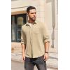 imageCOOFANDY Mens Long Sleeve Button Down Shirt Casual Lightweight Jacket Shirt with PocketsKhaki