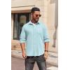 imageCOOFANDY Mens Long Sleeve Button Down Shirt Casual Lightweight Jacket Shirt with PocketsLight Blue