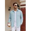 imageCOOFANDY Mens Long Sleeve Button Down Shirt Casual Lightweight Jacket Shirt with PocketsLight Blue