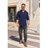 imageCOOFANDY Mens Long Sleeve Button Down Shirt Casual Lightweight Jacket Shirt with PocketsNavy Blue