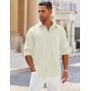 imageCOOFANDY Mens Long Sleeve Button Down Shirts Wrinkle Free Shacket Jacket Stretch Casual OvershirtBeige