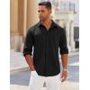 imageCOOFANDY Mens Long Sleeve Button Down Shirts Wrinkle Free Shacket Jacket Stretch Casual OvershirtBlack