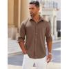 imageCOOFANDY Mens Long Sleeve Button Down Shirts Wrinkle Free Shacket Jacket Stretch Casual OvershirtBrown