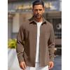 imageCOOFANDY Mens Long Sleeve Button Down Shirts Wrinkle Free Shacket Jacket Stretch Casual OvershirtBrown