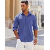 imageCOOFANDY Mens Long Sleeve Button Down Shirts Wrinkle Free Shacket Jacket Stretch Casual OvershirtDeep Blue