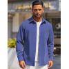imageCOOFANDY Mens Long Sleeve Button Down Shirts Wrinkle Free Shacket Jacket Stretch Casual OvershirtDeep Blue