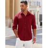 imageCOOFANDY Mens Long Sleeve Button Down Shirts Wrinkle Free Shacket Jacket Stretch Casual OvershirtDeep Red