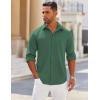 imageCOOFANDY Mens Long Sleeve Button Down Shirts Wrinkle Free Shacket Jacket Stretch Casual OvershirtGreen
