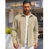 imageCOOFANDY Mens Long Sleeve Button Down Shirts Wrinkle Free Shacket Jacket Stretch Casual OvershirtKhaki