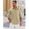 imageCOOFANDY Mens Long Sleeve Button Down Shirts Wrinkle Free Shacket Jacket Stretch Casual OvershirtKhaki