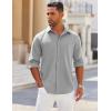 imageCOOFANDY Mens Long Sleeve Button Down Shirts Wrinkle Free Shacket Jacket Stretch Casual OvershirtLight Grey