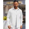 imageCOOFANDY Mens Long Sleeve Button Down Shirts Wrinkle Free Shacket Jacket Stretch Casual OvershirtWhite