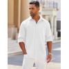 imageCOOFANDY Mens Long Sleeve Button Down Shirts Wrinkle Free Shacket Jacket Stretch Casual OvershirtWhite