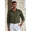 imageCOOFANDY Mens Wrinkle Free Shirts Casual Long Sleeve Button Down Dress ShirtsArmy Green