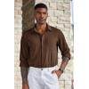 imageCOOFANDY Mens Wrinkle Free Shirts Casual Long Sleeve Button Down Dress ShirtsBrown