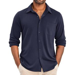 imageCOOFANDY Mens Wrinkle Free Shirts Casual Long Sleeve Button Down Dress ShirtsBlue Vilot