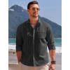 imageCOOFANDY Men Linen Shirts Guayabera Cuban Shirts Long Sleeve Dress Shirts Beach Wedding ShirtsBlack