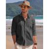 imageCOOFANDY Men Linen Shirts Guayabera Cuban Shirts Long Sleeve Dress Shirts Beach Wedding ShirtsBlack