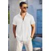 imageCOOFANDY Mens Casual Button Down Shirts Short Sleeve Textured Summer Beach Shirt with PocketAwhite