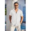 imageCOOFANDY Mens Casual Button Down Shirts Short Sleeve Textured Summer Beach Shirt with PocketAwhite