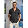 imageCOOFANDY Mens Casual Button Down Shirts Short Sleeve Textured Summer Beach Shirt with PocketBlack