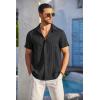 imageCOOFANDY Mens Casual Button Down Shirts Short Sleeve Textured Summer Beach Shirt with PocketBlack