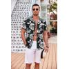 imageCOOFANDY Mens Casual Button Down Shirts Short Sleeve Textured Summer Beach Shirt with PocketBlackwhite Leaves