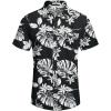 imageCOOFANDY Mens Casual Button Down Shirts Short Sleeve Textured Summer Beach Shirt with PocketBlackwhite Leaves
