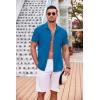 imageCOOFANDY Mens Casual Button Down Shirts Short Sleeve Textured Summer Beach Shirt with PocketBlue