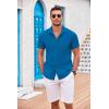 imageCOOFANDY Mens Casual Button Down Shirts Short Sleeve Textured Summer Beach Shirt with PocketBlue