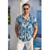 imageCOOFANDY Mens Casual Button Down Shirts Short Sleeve Textured Summer Beach Shirt with PocketBluecoconut Tree