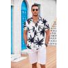 imageCOOFANDY Mens Casual Button Down Shirts Short Sleeve Textured Summer Beach Shirt with PocketCoconut Treenavy