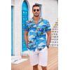 imageCOOFANDY Mens Casual Button Down Shirts Short Sleeve Textured Summer Beach Shirt with PocketCool Islandblue