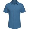 imageCOOFANDY Mens Casual Button Down Shirts Short Sleeve Textured Summer Beach Shirt with PocketDark Blue
