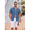 imageCOOFANDY Mens Casual Button Down Shirts Short Sleeve Textured Summer Beach Shirt with PocketDark Blue