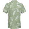 imageCOOFANDY Mens Casual Button Down Shirts Short Sleeve Textured Summer Beach Shirt with PocketGreenwhite Leaves
