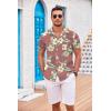 imageCOOFANDY Mens Casual Button Down Shirts Short Sleeve Textured Summer Beach Shirt with PocketHibiscus Flowerpink