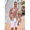 imageCOOFANDY Mens Casual Button Down Shirts Short Sleeve Textured Summer Beach Shirt with PocketHibiscus Flowerpink