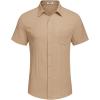 imageCOOFANDY Mens Casual Button Down Shirts Short Sleeve Textured Summer Beach Shirt with PocketKhaki