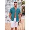 imageCOOFANDY Mens Casual Button Down Shirts Short Sleeve Textured Summer Beach Shirt with PocketLake Blue