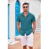 imageCOOFANDY Mens Casual Button Down Shirts Short Sleeve Textured Summer Beach Shirt with PocketLake Blue