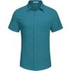 imageCOOFANDY Mens Casual Button Down Shirts Short Sleeve Textured Summer Beach Shirt with PocketLake Blue