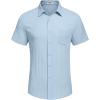 imageCOOFANDY Mens Casual Button Down Shirts Short Sleeve Textured Summer Beach Shirt with PocketLight Blue