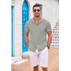 imageCOOFANDY Mens Casual Button Down Shirts Short Sleeve Textured Summer Beach Shirt with PocketLight Grey