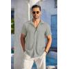 imageCOOFANDY Mens Casual Button Down Shirts Short Sleeve Textured Summer Beach Shirt with PocketLight Grey