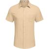 imageCOOFANDY Mens Casual Button Down Shirts Short Sleeve Textured Summer Beach Shirt with PocketLight Khaki