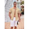 imageCOOFANDY Mens Casual Button Down Shirts Short Sleeve Textured Summer Beach Shirt with PocketLight Khaki